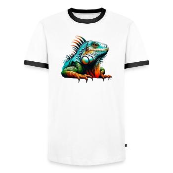 Iguane - T-shirt contrasté Homme - blanc/noir - Devant - AI Model Female 172 light (172cm) & AI Model Male 178 dark (178cm)