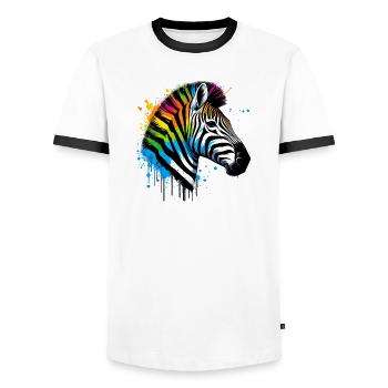Zebra - Männer Kontrast-T-Shirt - Weiß/Schwarz - Vorne - AI Model Female 172 light (172cm) & AI Model Male 178 dark (178cm)