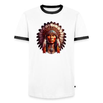 American Indian American - Men's Ringer Shirt - white/black - Front - AI Model Female 172 light (172cm) & AI Model Male 178 dark (178cm)