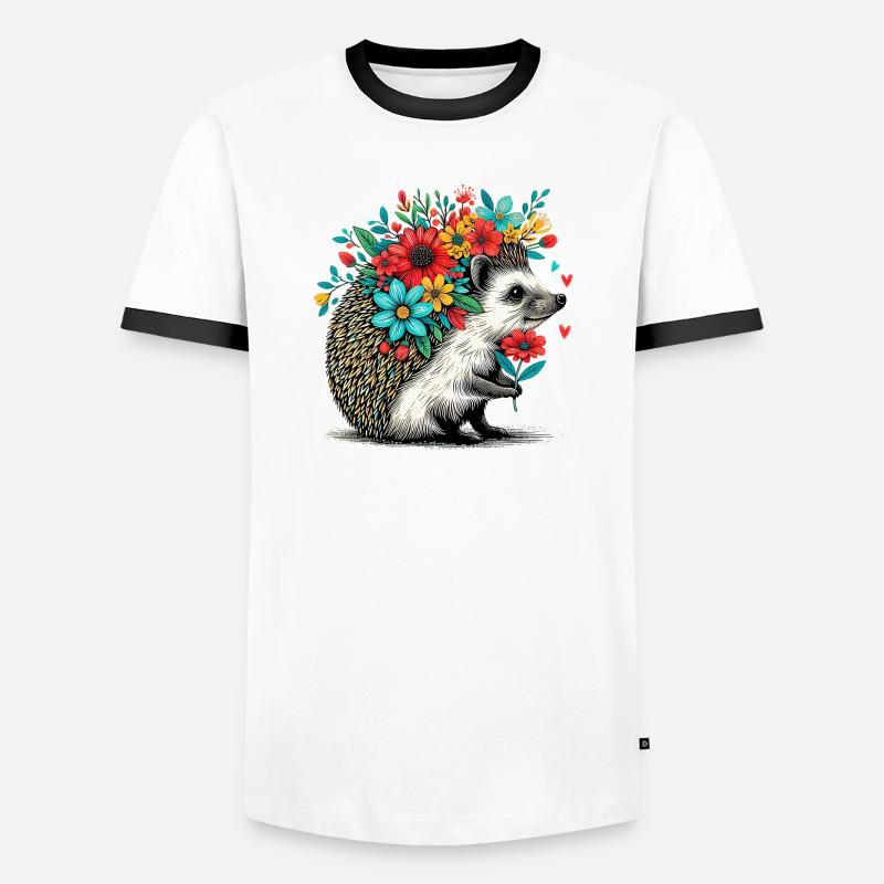 Igel - Männer Kontrast-T-Shirt - Weiß/Schwarz