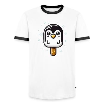 niedliches Pinguin-Eis-Motiv für den Sommer - Männer Kontrast-T-Shirt - Weiß/Schwarz - Vorne - AI Model Female 172 light (172cm) & AI Model Male 178 dark (178cm)