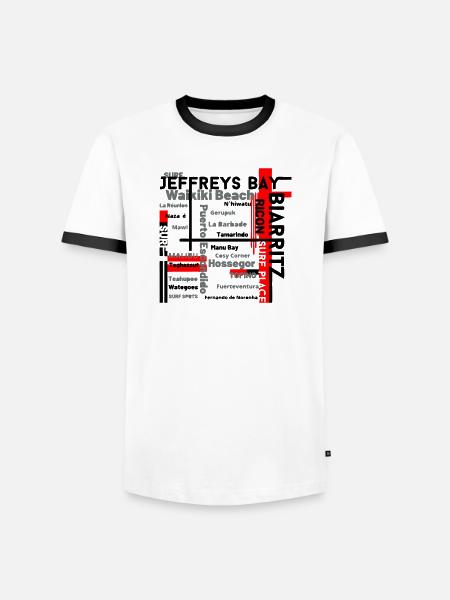 Map of Waikiki and Fuerteventura Beaches - Men's Ringer Shirt - white/black