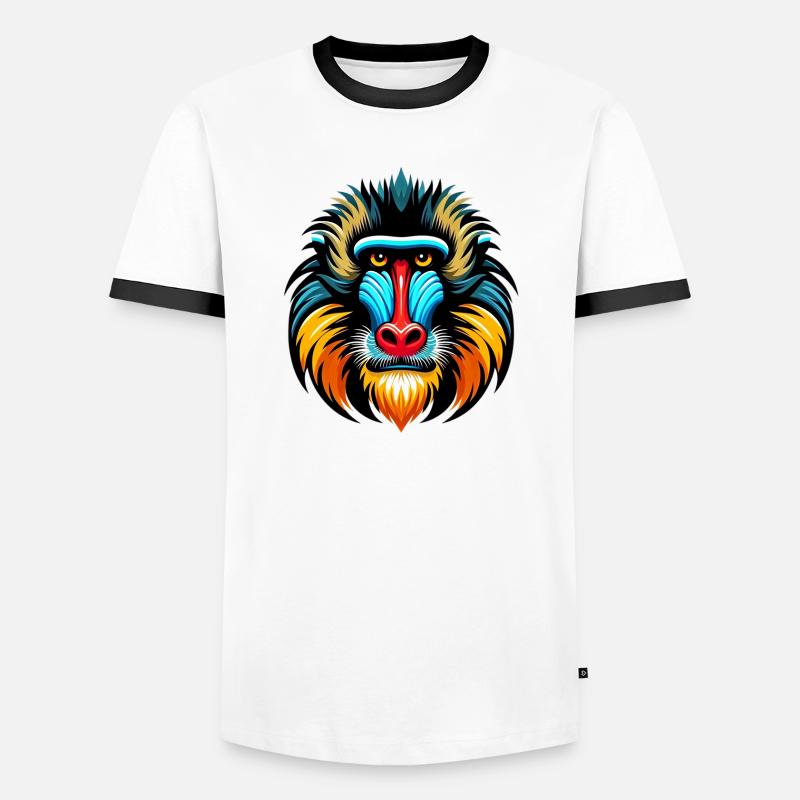 Mandrill-Affe - Männer Kontrast-T-Shirt - Weiß/Schwarz