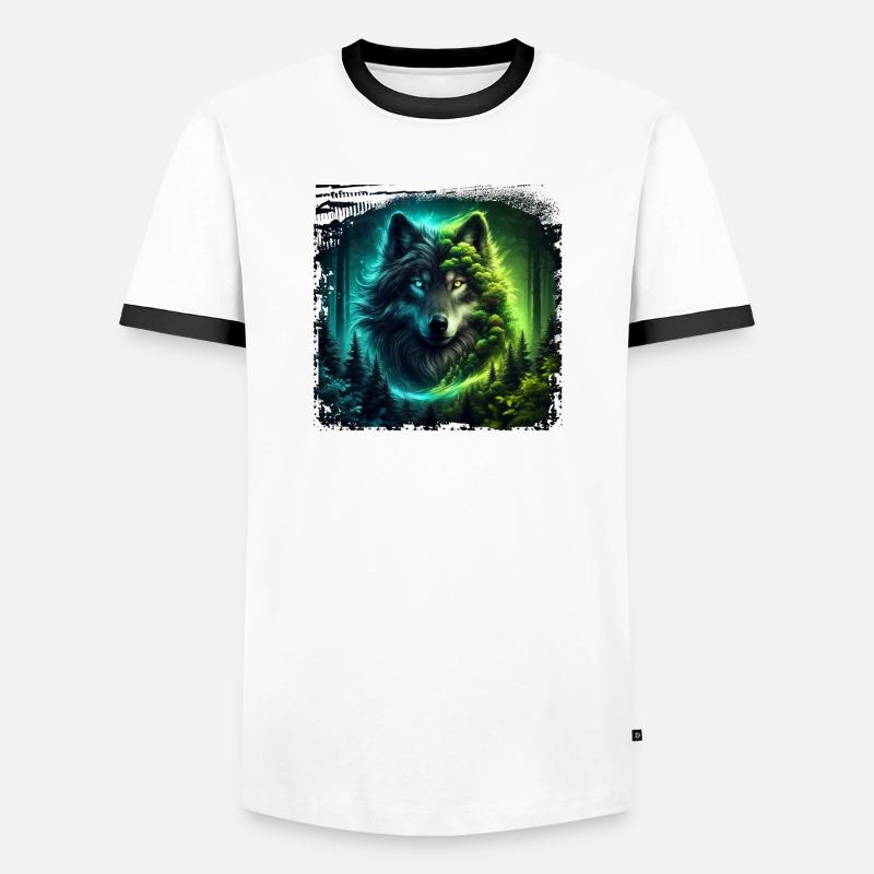 Wolf - Men's Ringer Shirt - white/black