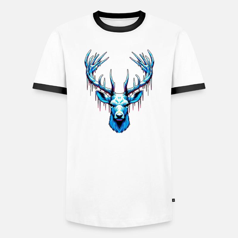 Eishirsch - Männer Kontrast-T-Shirt - Weiß/Schwarz