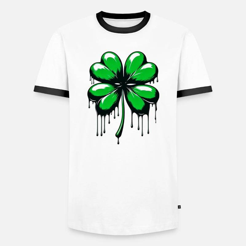 Vierblättriges Kleeblatt - Männer Kontrast-T-Shirt - Weiß/Schwarz