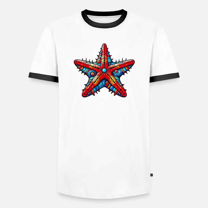 Seestern - Männer Kontrast-T-Shirt - Weiß/Schwarz