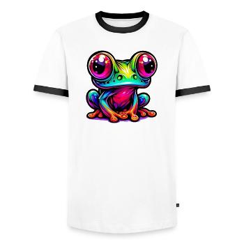 Grenouille - T-shirt contrasté Homme - blanc/noir - Devant - AI Model Female 172 light (172cm) & AI Model Male 178 dark (178cm)