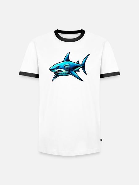 Shark - Men's Ringer Shirt - white/black