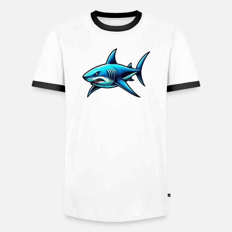 Hai - Männer Kontrast-T-Shirt - Weiß/Schwarz