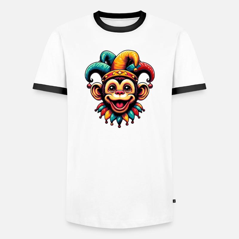 Monkey Jester - Men's Ringer Shirt - white/black
