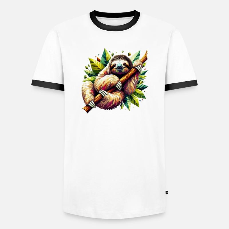 Polygonal sloth - Men's Ringer Shirt - white/black