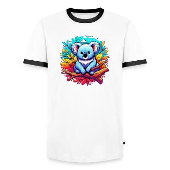 Koala - Männer Kontrast-T-Shirt - Weiß/Schwarz - Vorne - AI Model Female 172 light (172cm) & AI Model Male 178 dark (178cm)
