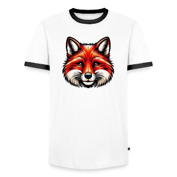 Fox - Men's Ringer Shirt - white/black - Front - AI Model Female 172 light (172cm) & AI Model Male 178 dark (178cm)