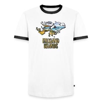 Carte à l’aquarelle Îles Malouines - T-shirt contrasté Homme - blanc/noir - Devant - AI Model Female 172 light (172cm) & AI Model Male 178 dark (178cm)