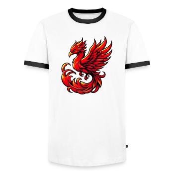 Red Phoenix - Men's Ringer Shirt - white/black - Front - AI Model Female 172 light (172cm) & AI Model Male 178 dark (178cm)