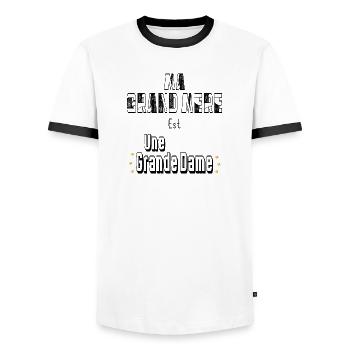 Ma Grand Mère Est Une Grande Dame - T-shirt contrasté Homme - blanc/noir - Devant - AI Model Female 172 light (172cm) & AI Model Male 178 dark (178cm)