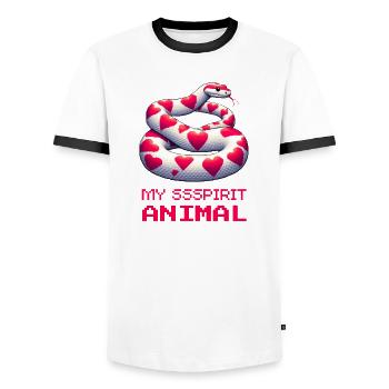 Le serpent, mon animal spirituel - T-shirt contrasté Homme - blanc/noir - Devant - AI Model Female 172 light (172cm) & AI Model Male 178 dark (178cm)