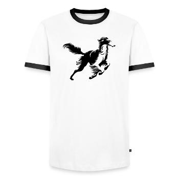 Barsoi - Männer Kontrast-T-Shirt - Weiß/Schwarz - Vorne - AI Model Female 172 light (172cm) & AI Model Male 178 dark (178cm)