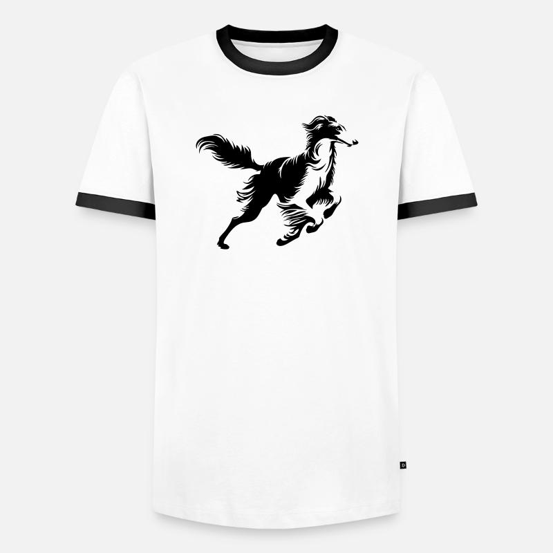 Barsoi - Männer Kontrast-T-Shirt - Weiß/Schwarz