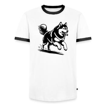 Alaskan Malamute - Men's Ringer Shirt - white/black - Front - AI Model Female 172 light (172cm) & AI Model Male 178 dark (178cm)