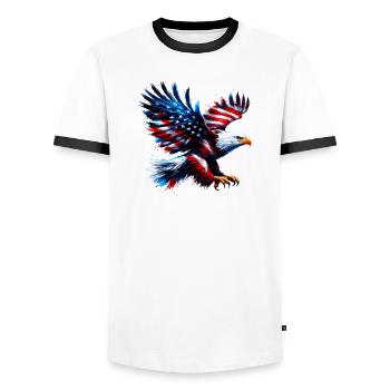 Eagle Flag USA USA Américain - T-shirt contrasté Homme - blanc/noir - Devant - AI Model Female 172 light (172cm) & AI Model Male 178 dark (178cm)