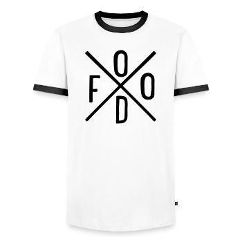 Food - Men's Ringer Shirt - white/black - Front - AI Model Female 172 light (172cm) & AI Model Male 178 dark (178cm)