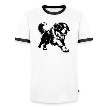 Saint-bernard - T-shirt contrasté Homme - blanc/noir - Devant - AI Model Female 172 light (172cm) & AI Model Male 178 dark (178cm)