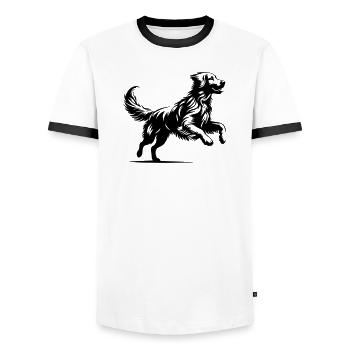 Golden Retriever - Men's Ringer Shirt - white/black - Front - AI Model Female 172 light (172cm) & AI Model Male 178 dark (178cm)
