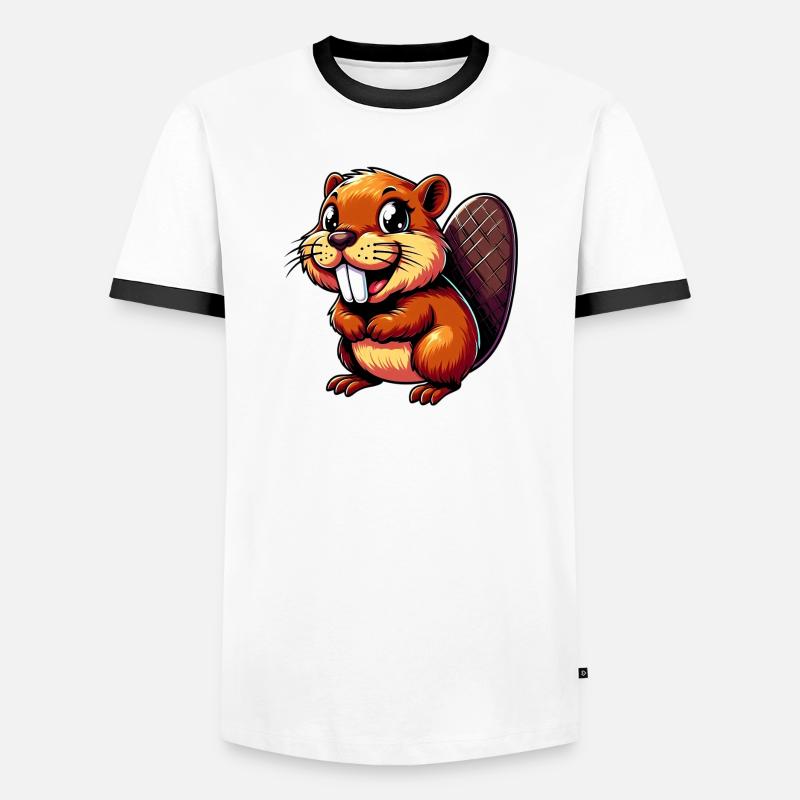 Bieber - Männer Kontrast-T-Shirt - Weiß/Schwarz