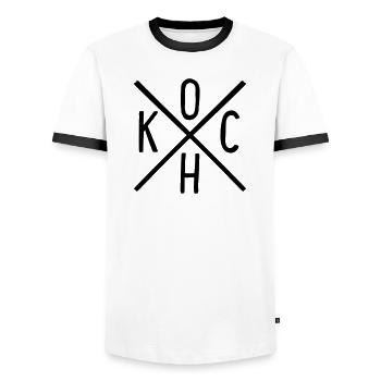 Cuire - T-shirt contrasté Homme - blanc/noir - Devant - AI Model Female 172 light (172cm) & AI Model Male 178 dark (178cm)