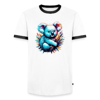 Koala - Männer Kontrast-T-Shirt - Weiß/Schwarz - Vorne - AI Model Female 172 light (172cm) & AI Model Male 178 dark (178cm)