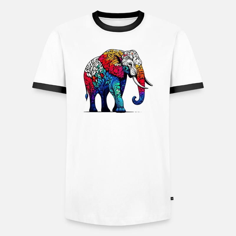Elefant - Männer Kontrast-T-Shirt - Weiß/Schwarz