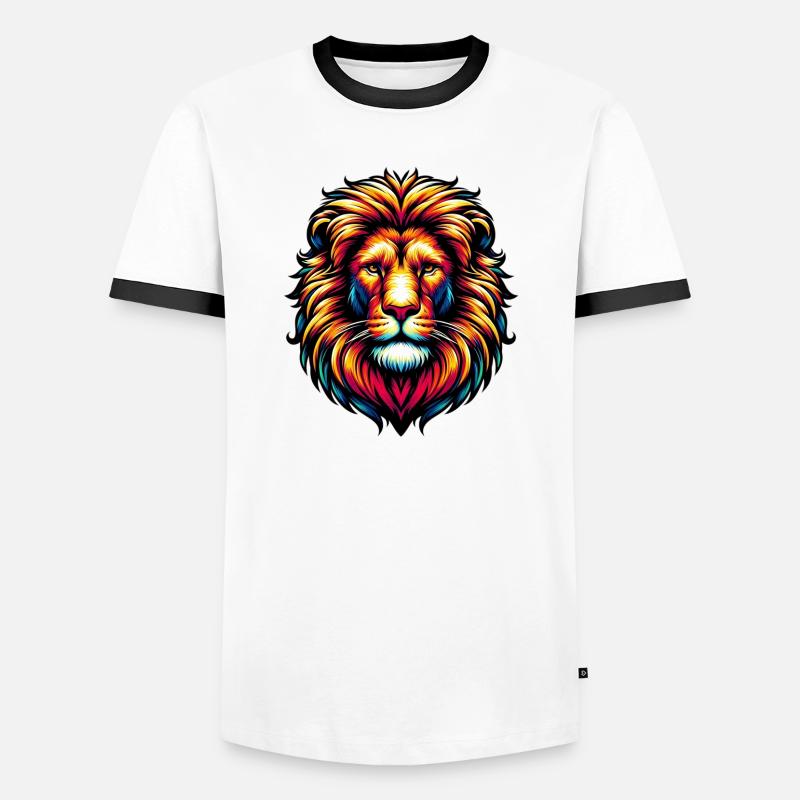 Löwe - Männer Kontrast-T-Shirt - Weiß/Schwarz
