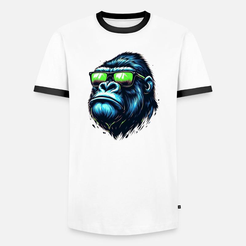 Gorilla - Männer Kontrast-T-Shirt - Weiß/Schwarz