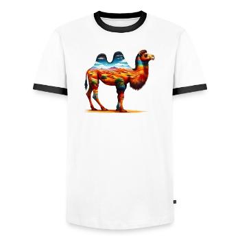 Camel - Men's Ringer Shirt - white/black - Front - AI Model Female 172 light (172cm) & AI Model Male 178 dark (178cm)