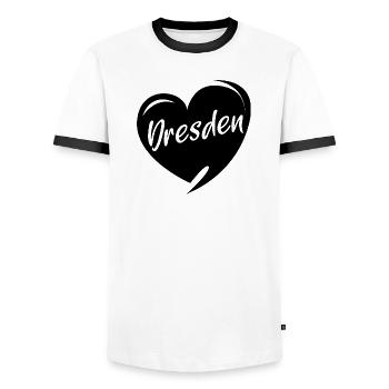 Dresden Herz Frauenkirche Liebe Stadt Osten Logo - Männer Kontrast-T-Shirt - Weiß/Schwarz - Vorne - AI Model Female 172 light (172cm) & AI Model Male 178 dark (178cm)