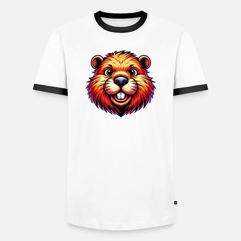 Bieber - Männer Kontrast-T-Shirt - Weiß/Schwarz