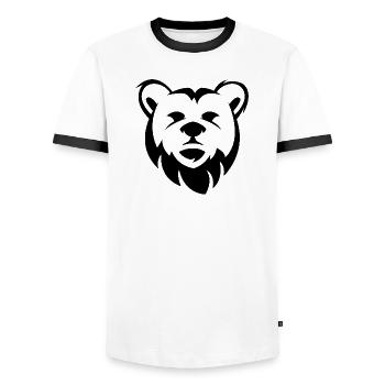 Bear Illustration Comic Cartoon Bears Logo Icon - Men's Ringer Shirt - white/black - Front - AI Model Female 172 light (172cm) & AI Model Male 178 dark (178cm)
