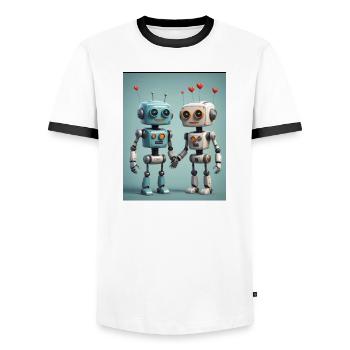 Robot Couple - Men's Ringer Shirt - white/black - Front - AI Model Female 172 light (172cm) & AI Model Male 178 dark (178cm)