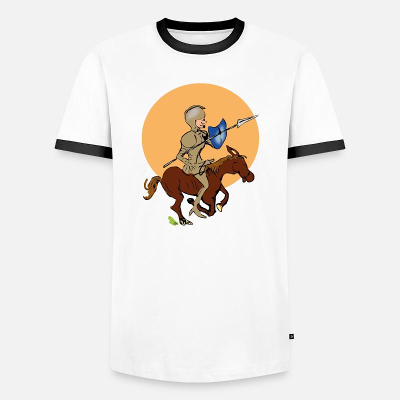Ritter auf Pferd - Männer Kontrast-T-Shirt - Weiß/Schwarz