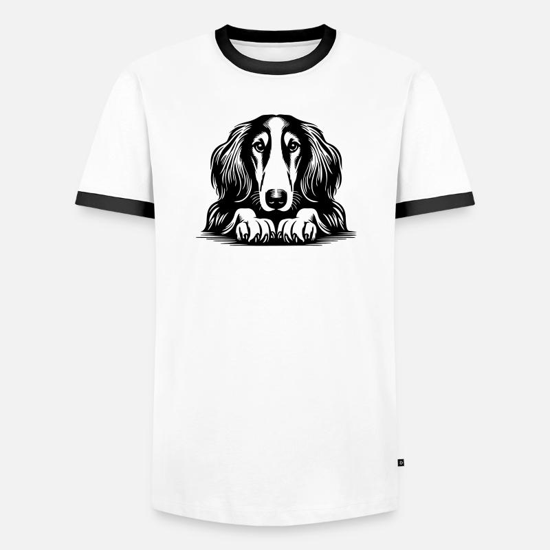Saluki Head with Paws - Men's Ringer Shirt - white/black