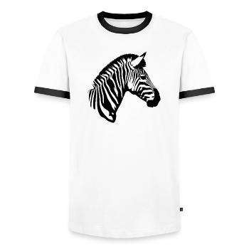 Zebra - Männer Kontrast-T-Shirt - Weiß/Schwarz - Vorne - AI Model Female 172 light (172cm) & AI Model Male 178 dark (178cm)