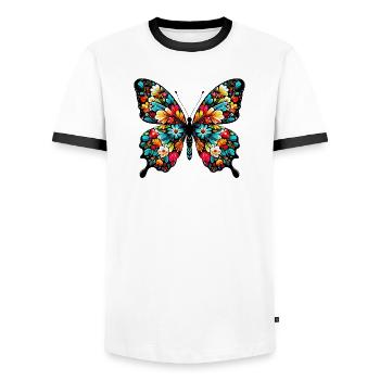 Papillon - T-shirt contrasté Homme - blanc/noir - Devant - AI Model Female 172 light (172cm) & AI Model Male 178 dark (178cm)