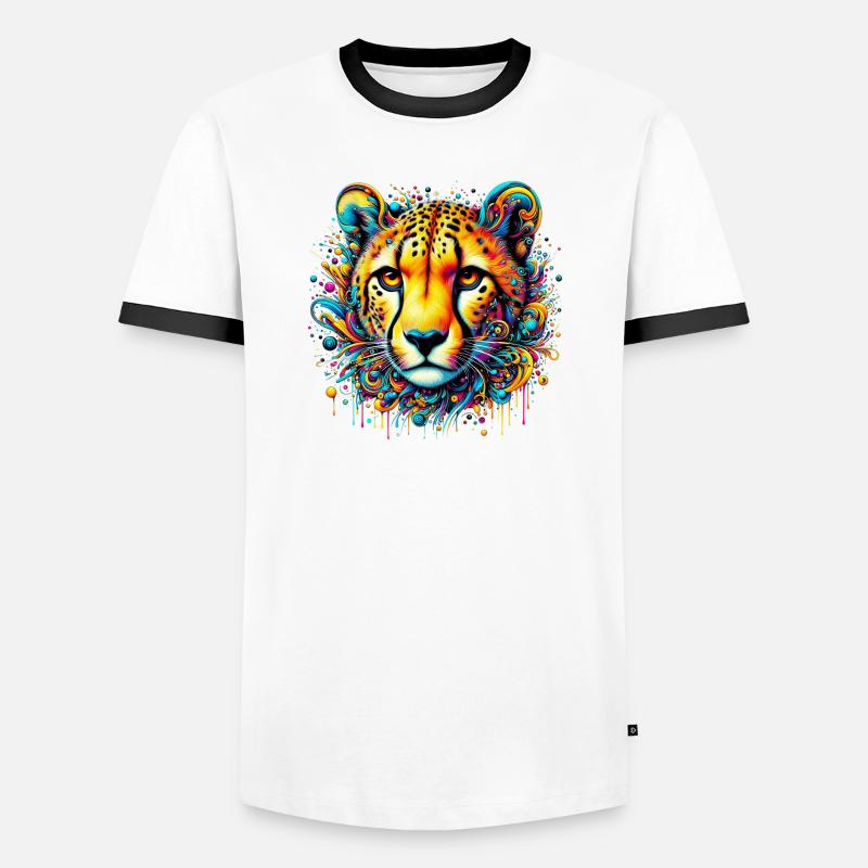 Gepard - Männer Kontrast-T-Shirt - Weiß/Schwarz