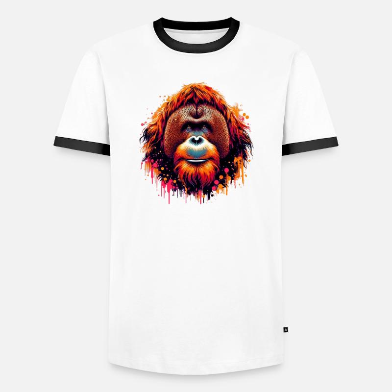 Orangutan Monkey - Men's Ringer Shirt - white/black