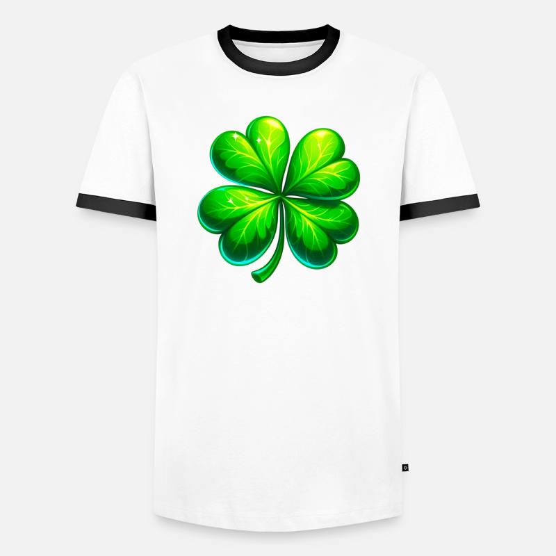 Vierblättriges Kleeblatt - Männer Kontrast-T-Shirt - Weiß/Schwarz