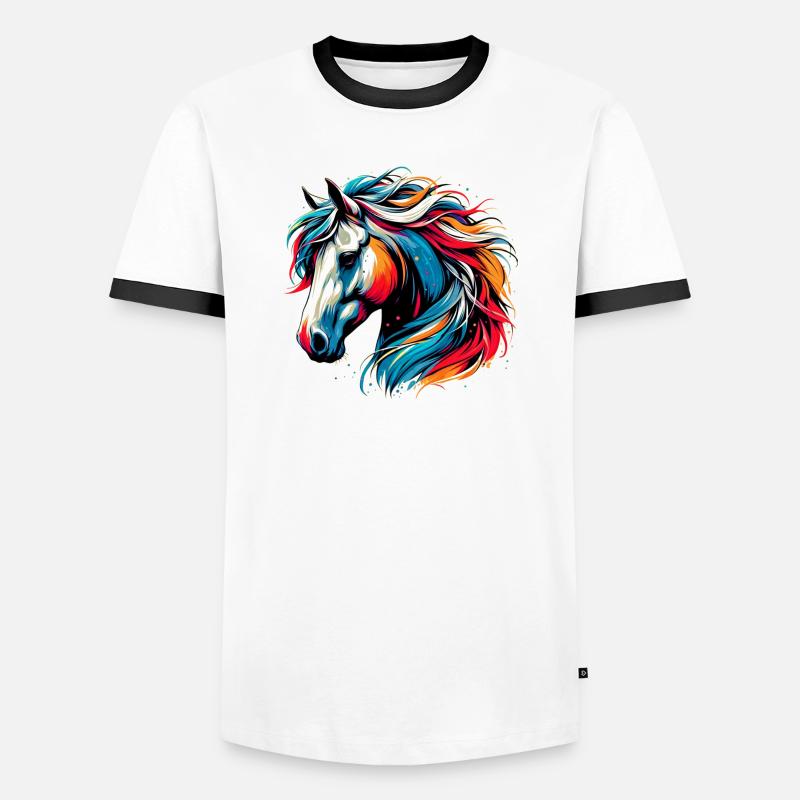 Pferd - Männer Kontrast-T-Shirt - Weiß/Schwarz