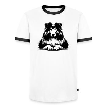 Collie - Männer Kontrast-T-Shirt - Weiß/Schwarz - Vorne - AI Model Female 172 light (172cm) & AI Model Male 178 dark (178cm)