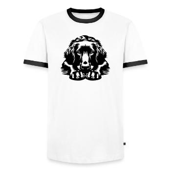Flat-coated Retriever - Men's Ringer Shirt - white/black - Front - AI Model Female 172 light (172cm) & AI Model Male 178 dark (178cm)